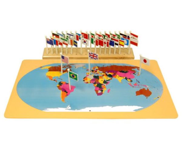 World Map with Flags & Stand-0