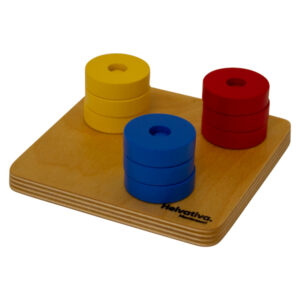 Coloured Discs on 3 Coloured Dowels