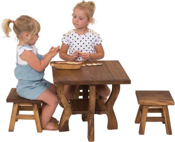 Wooden Square Table & Stools Set (5pcs)-0
