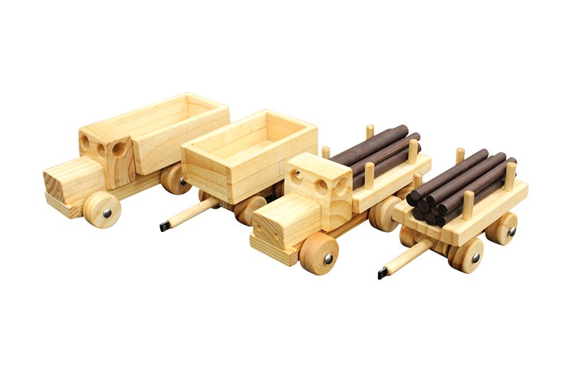 Wooden Truck & Trailer Set with Logs (6pcs) - Image 3