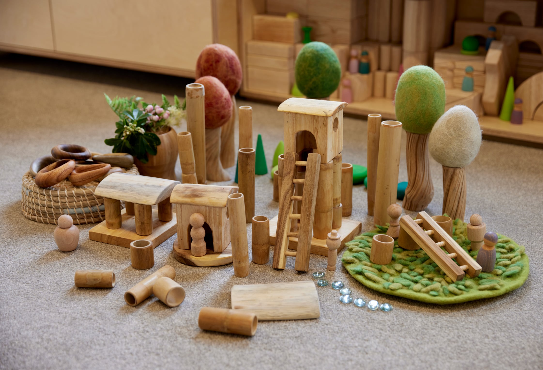 Bamboo Building Set with Houses (40pcs) - Image 2