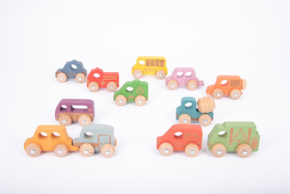 Rainbow Wooden Vehicles (12pcs)