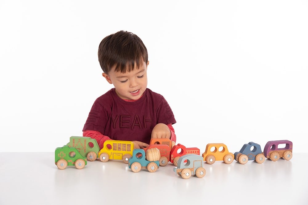 Rainbow Wooden Vehicles (12pcs) - Image 2