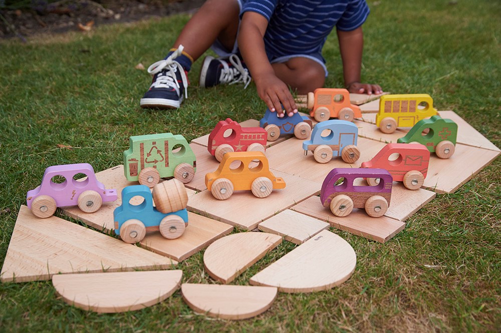 Rainbow Wooden Vehicles (12pcs) - Image 3