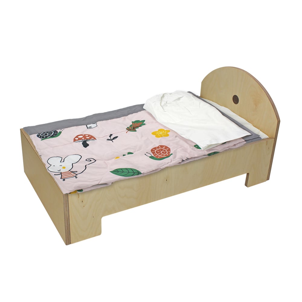 Wooden Play Bed with Mattress & Bedding (4pcs)