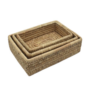 Woven Date Palm Tray Basket Set (3pcs)