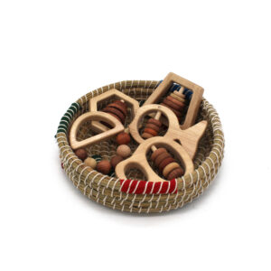 Natural Wood Rattle Basket Set (6pcs)