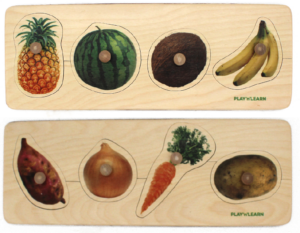 Wooden Giant Fruit & Vege Knob 4 Piece Puzzle Set (2pcs)