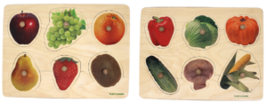 Wooden Giant Fruit & Vege Knob 6 Piece Puzzle Set (2pcs)