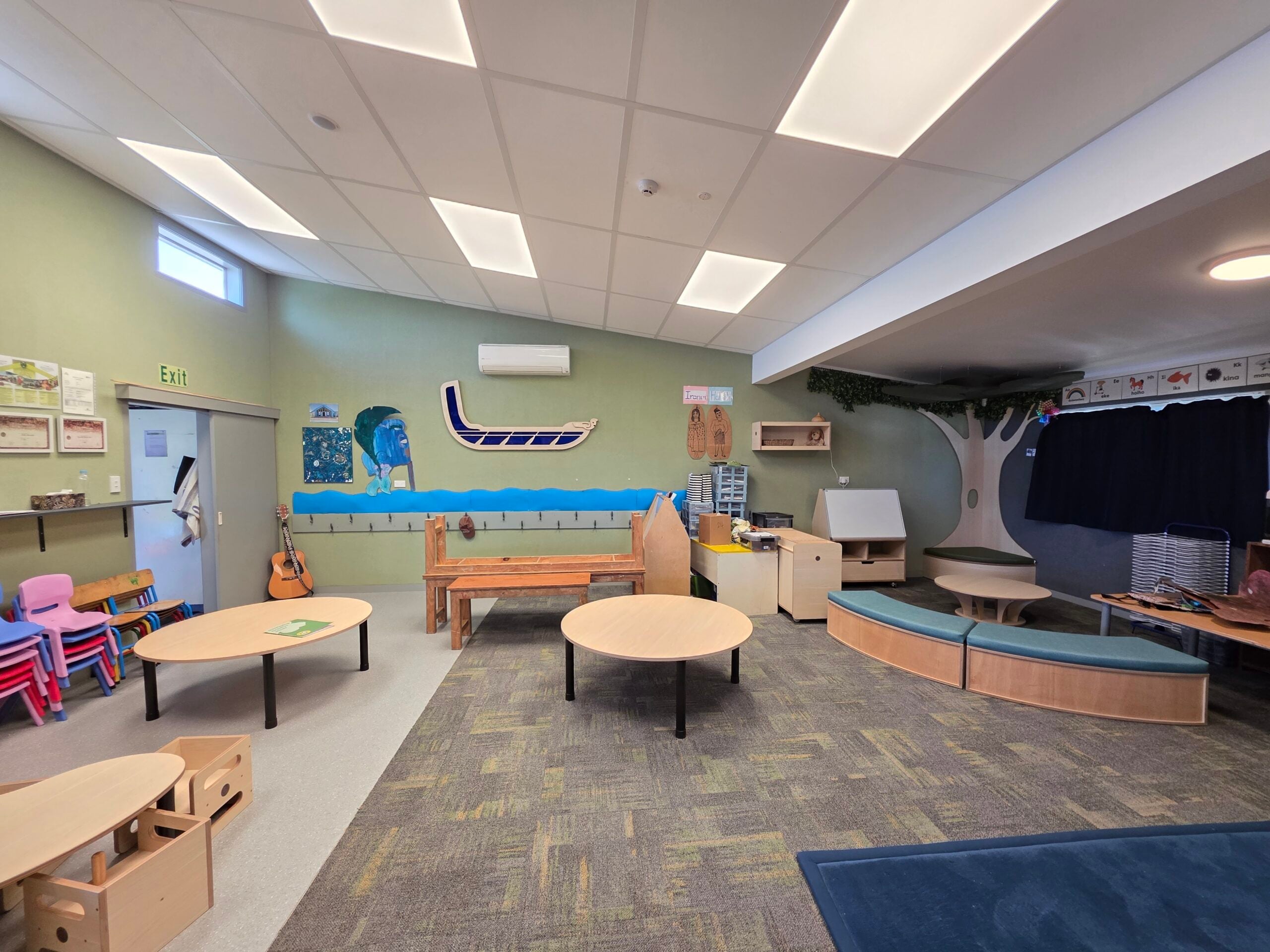 Recently completed acoustic wall panel installation