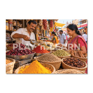 Symbolic India Street Market Wall Panel
