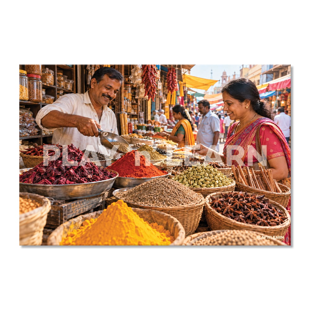 Symbolic India Street Market Wall Panel
